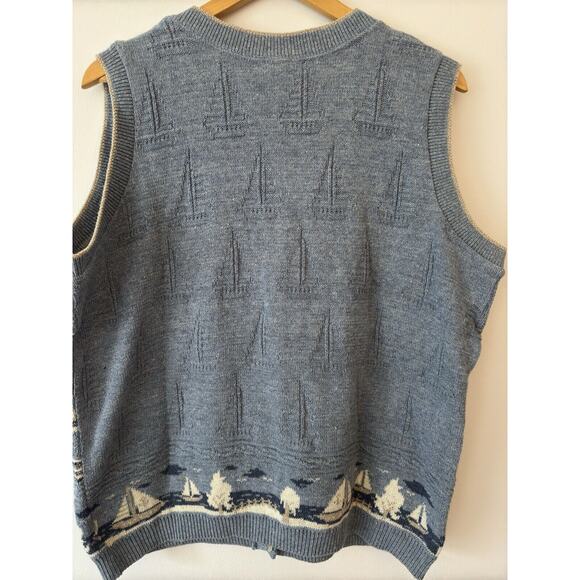 VTG Northern Reflections Sailboat Sweater Vest Large Cottagecore Grandpa 80s 90s - Picture 4 of 9